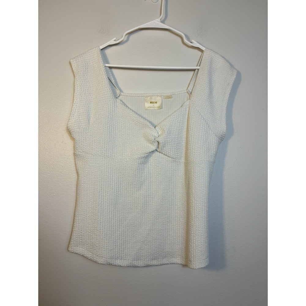Anthropologie Meave Top Size XL White Sweetheart Neck‎ Basic Minimalist